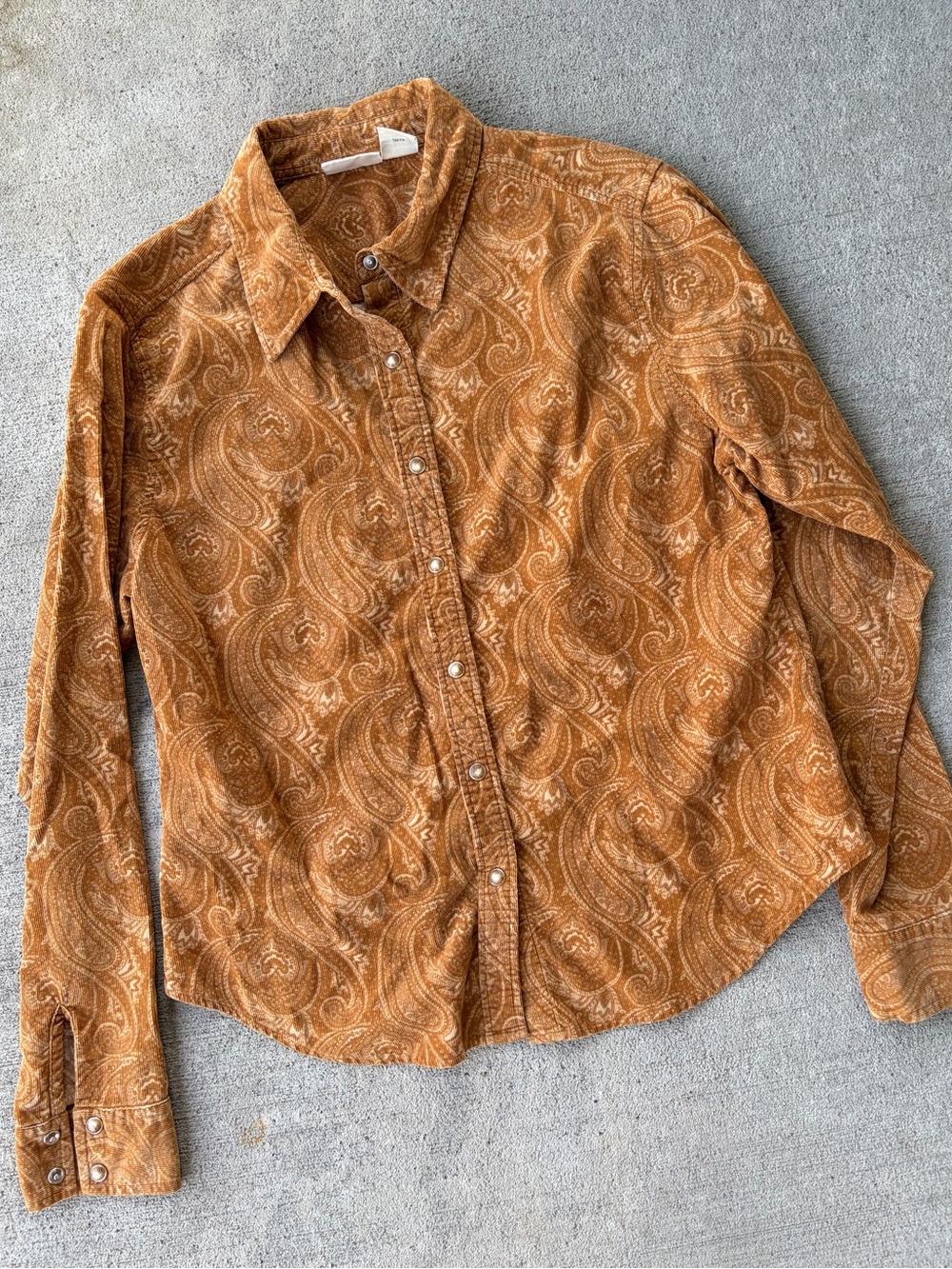 Vintage 90s St. John’s bay western paisley boho velvet button down long sleeve